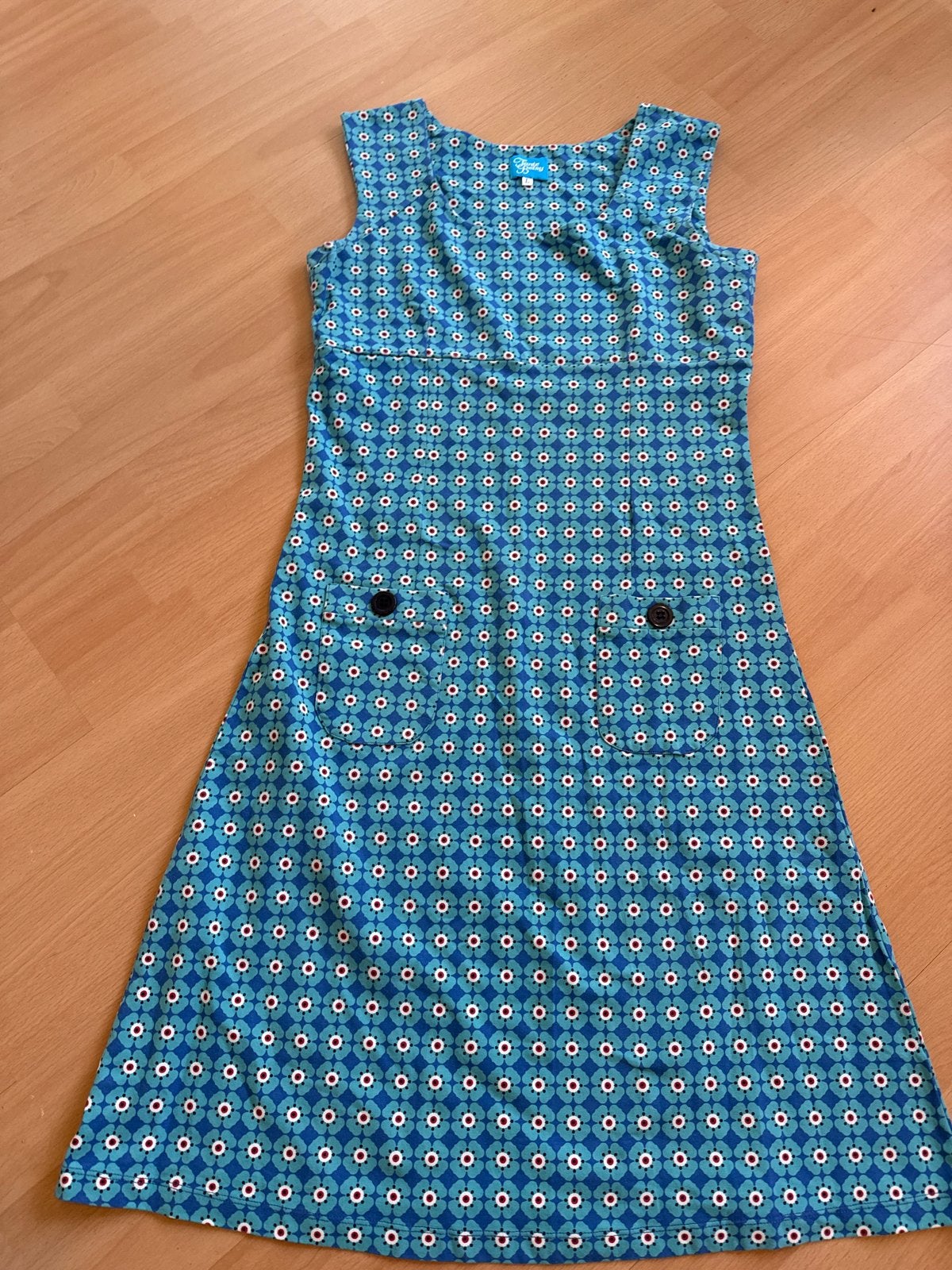 Tante Betsy jurk maat m- Blauw met bloemenprint., Kleding | Dames, Maat 38/40 (M), Blauw, Ophalen of Verzenden, Knielengte