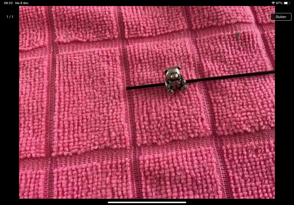 Pandora Bedel Beer met rose strik, Verzenden, Zo goed als nieuw, Zilver, Pandora