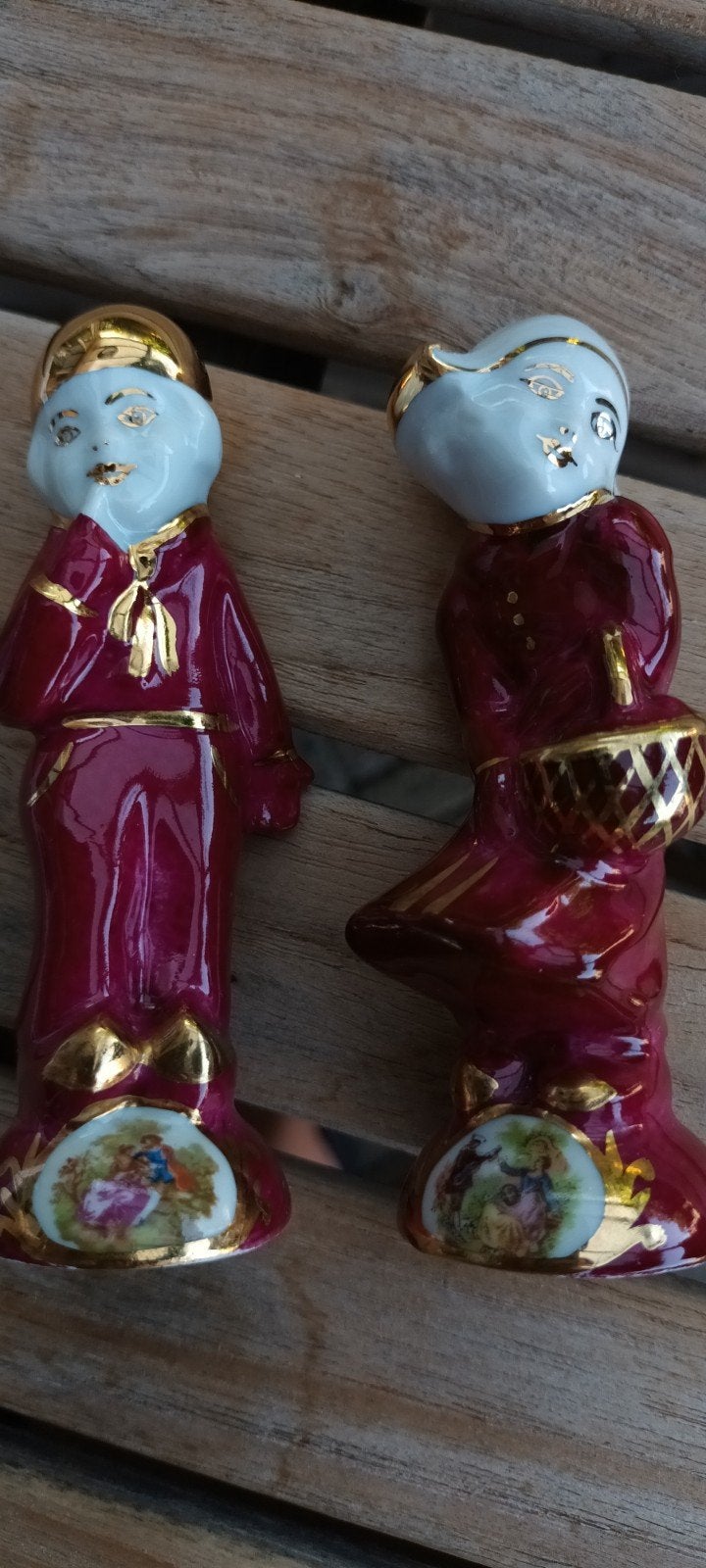 Vintage Limoges porseleinen beeldjes - jongen en meisje, Ophalen of Verzenden