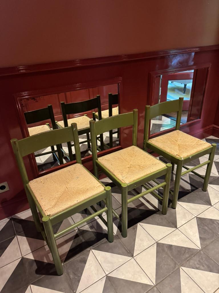 3 vintage stoelen hout met rieten zitting, Antiek en Kunst, Antiek | Meubels | Stoelen en Banken, Ophalen of Verzenden