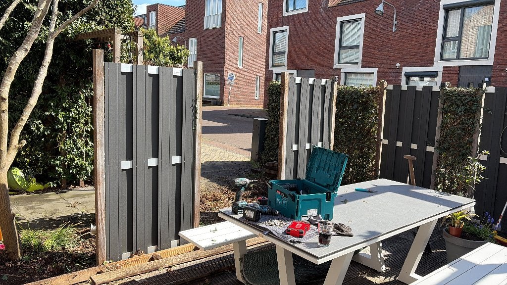 Schutting composiet 90x180, Tuin en Terras, Ophalen, Kunststof, 3 tot 6 meter, 1 tot 2 meter