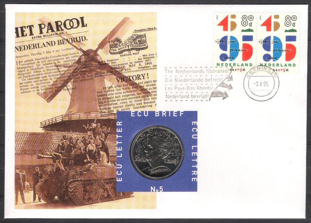 Ecubrief 5 - Nederland 50 jaar bevrijd, Verzenden, Envelop