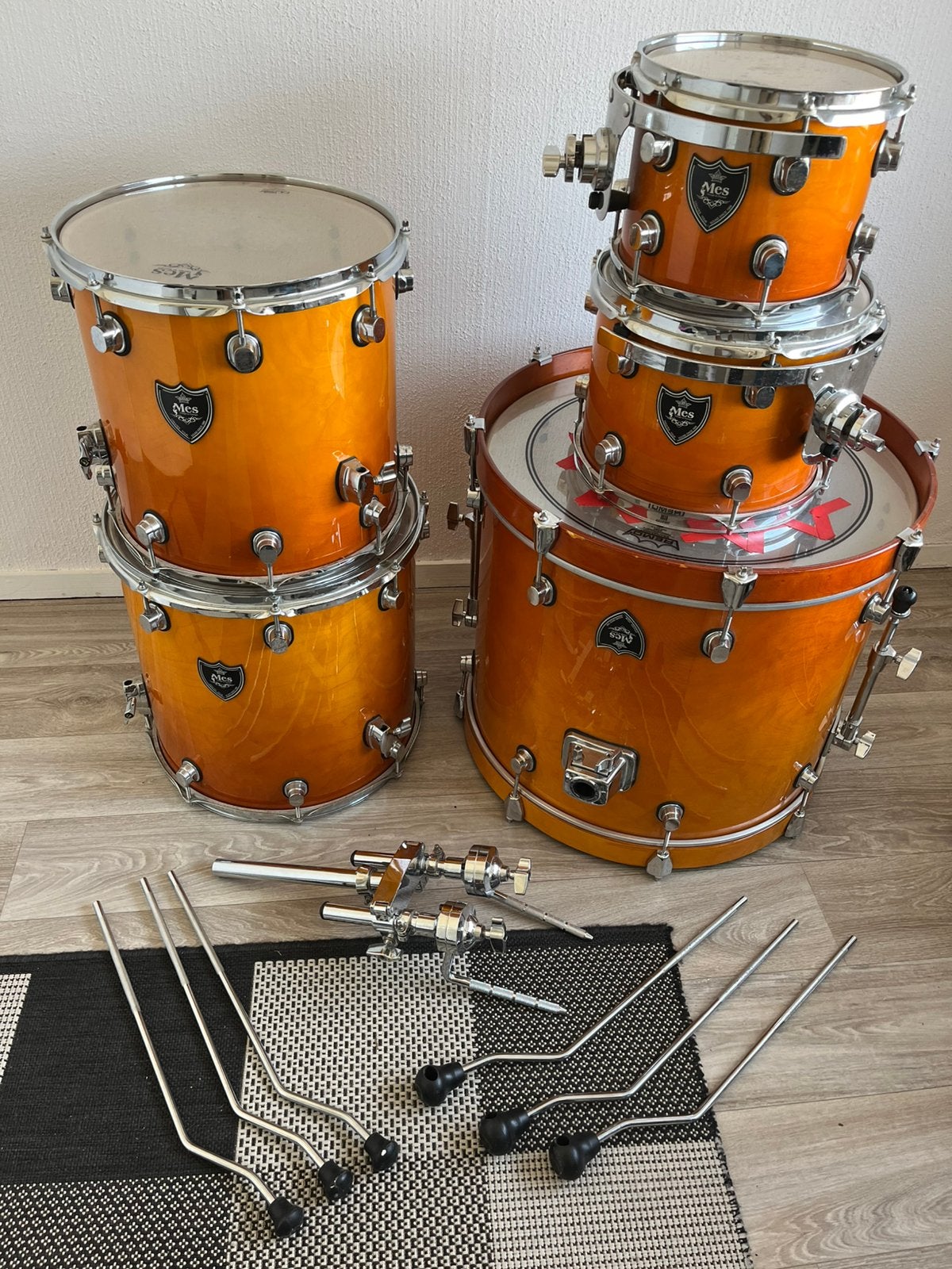 Drumstel akoestisch | Shellset MES | Oranje | 4 toms, Ophalen, Zo goed als nieuw, Drums of Percussie