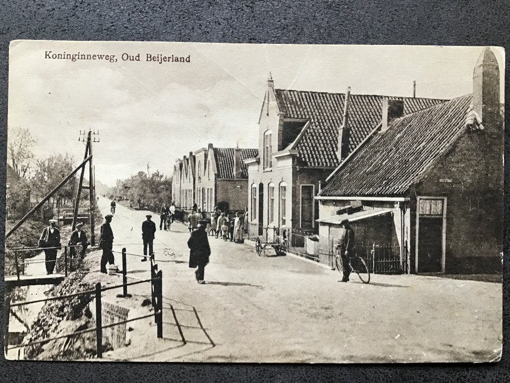 Oude Ansichtkaart Koninginneweg, Oud Beijerland (1921), Verzenden, 1920 tot 1940, Gelopen, Zuid-Holland
