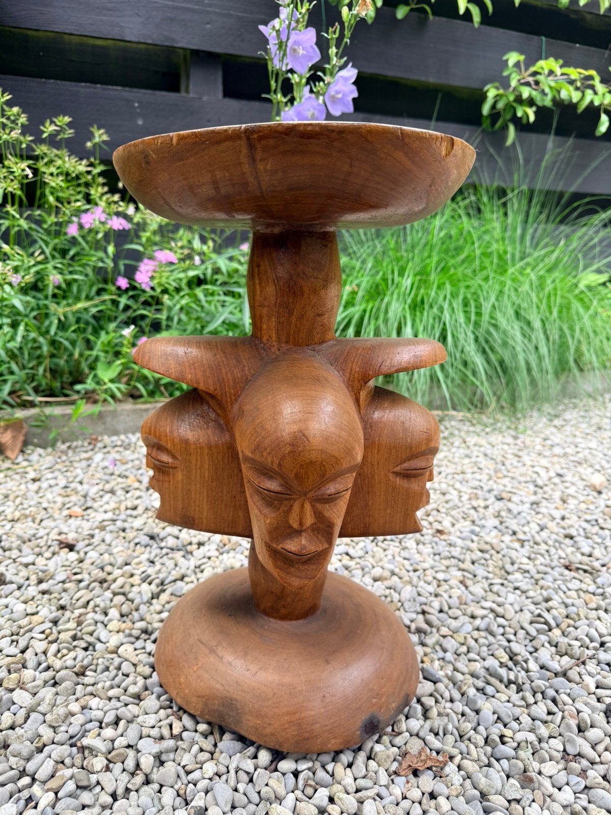 Afrikaanse stoel kruk plantentafel bijzettafeltje, Ophalen of Verzenden, Zo goed als nieuw, Hout