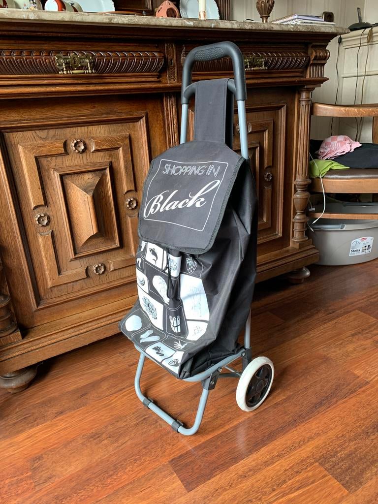 Boodschappen trolly, Wieltjes, 30 cm of meer, Zwart, Minder dan 40 cm