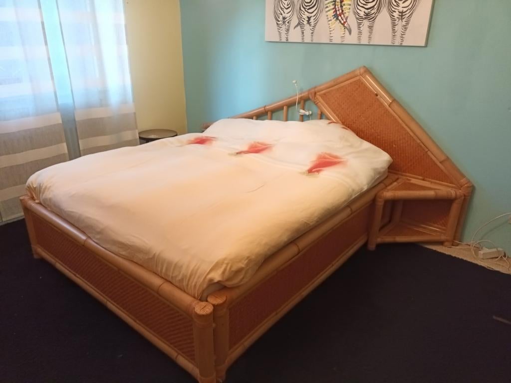 Bamboe bed, Overige materialen, Gebruikt, Tweepersoons, Ophalen of Verzenden