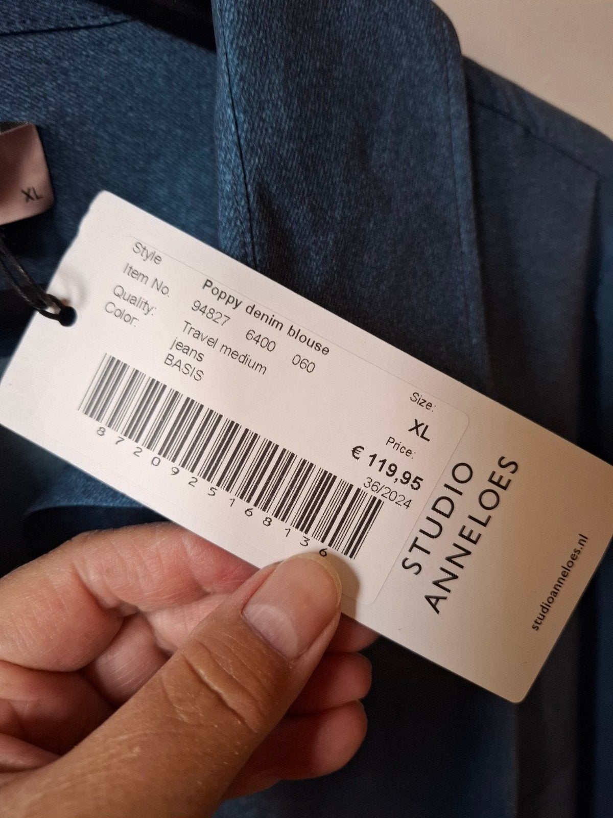 Studio Anneloes Poppy denim travelstof blouse XL/42, Studio Anneloes, Blauw, Maat 42/44 (L), Nieuw
