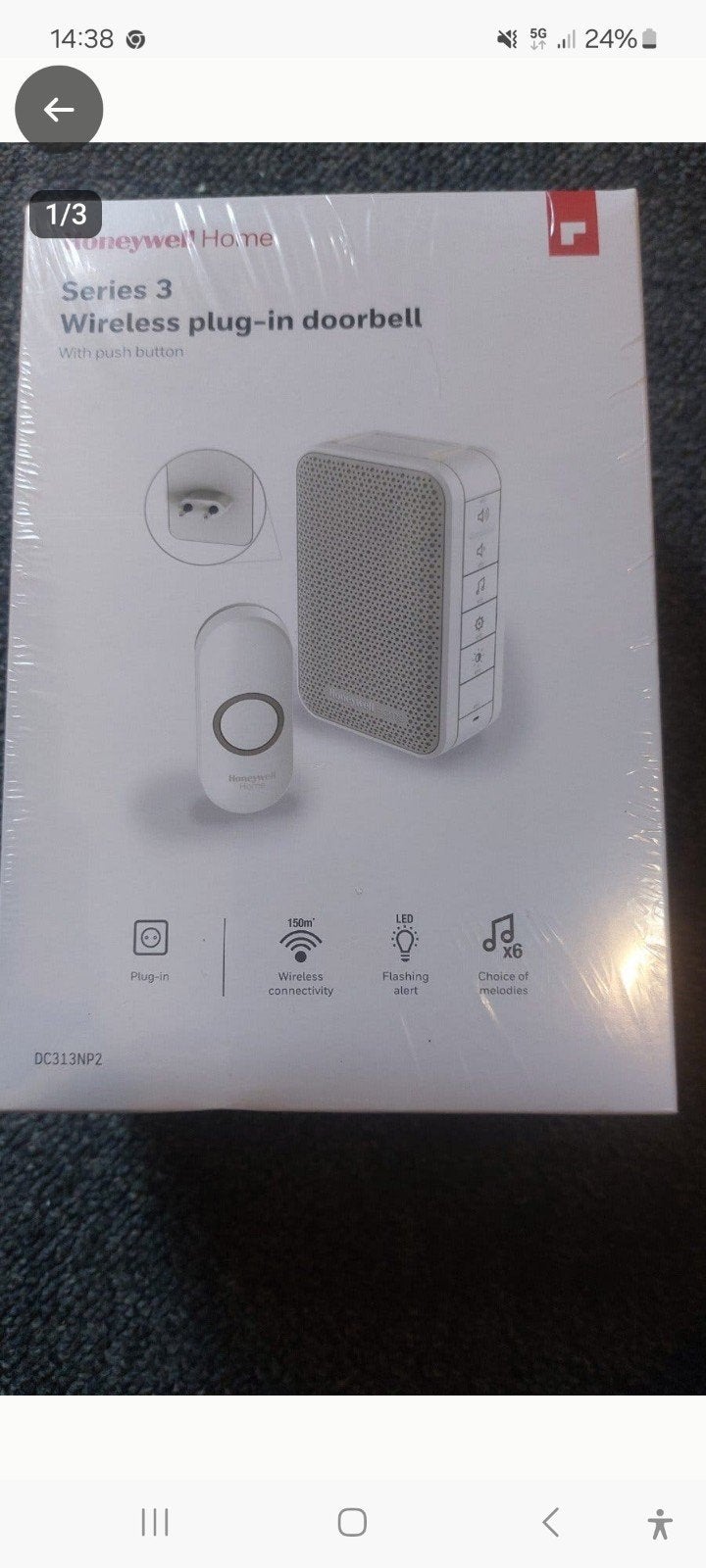 Honeywell Home Series 3 Draadloze Deurbel met Drukknop, Ophalen of Verzenden, Nieuw, Draadloos