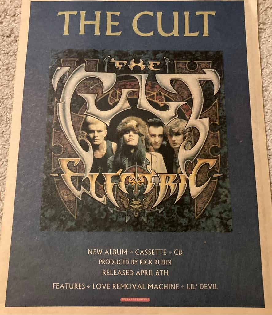 Paginagrote A3 advertentie 2x THE CULT Electric tour release, Cd's en Dvd's, Vinyl | Rock, Ophalen of Verzenden