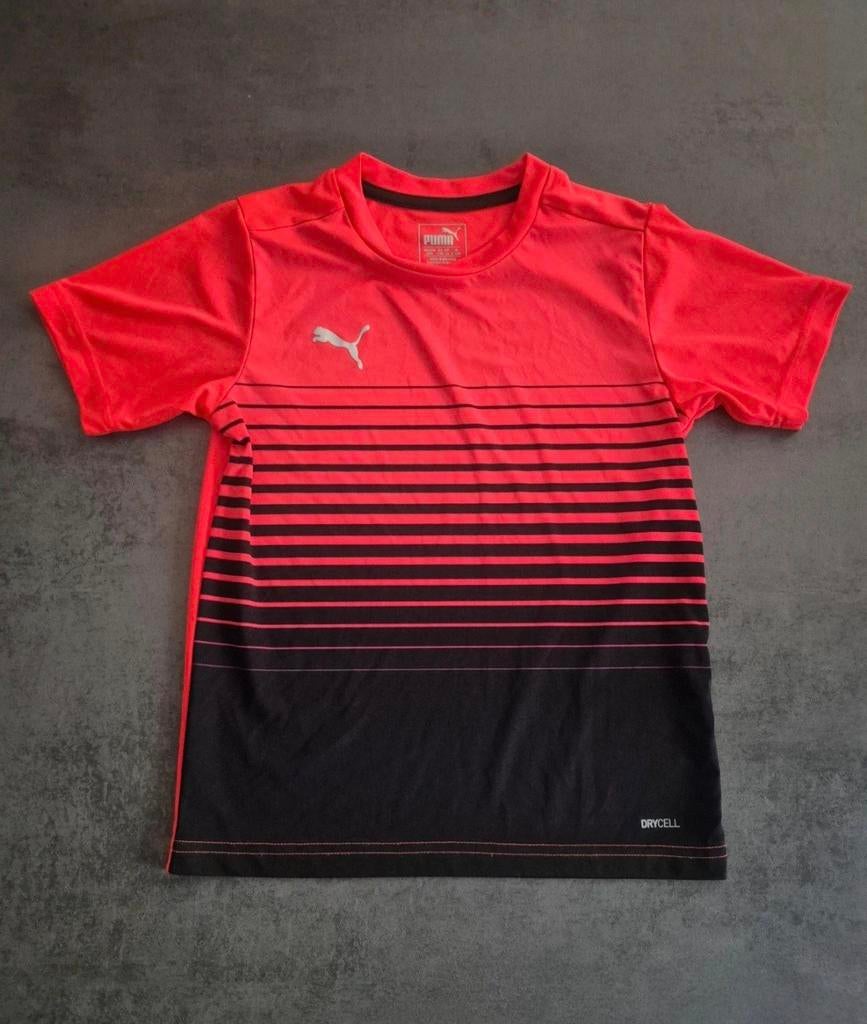 Puma shirt t-shirt sport rood zwart 140 korte mouwen, Ophalen of Verzenden, Zo goed als nieuw, Jongen