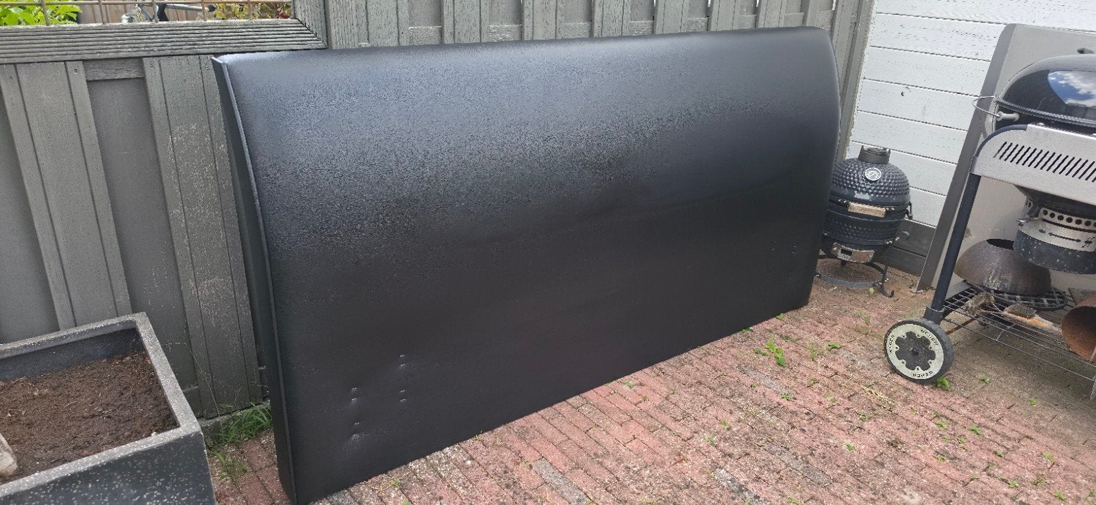 Kunstlederen achterwand voor waterbed 200x100x20, Ophalen, Overige materialen, Gebruikt, Zwart