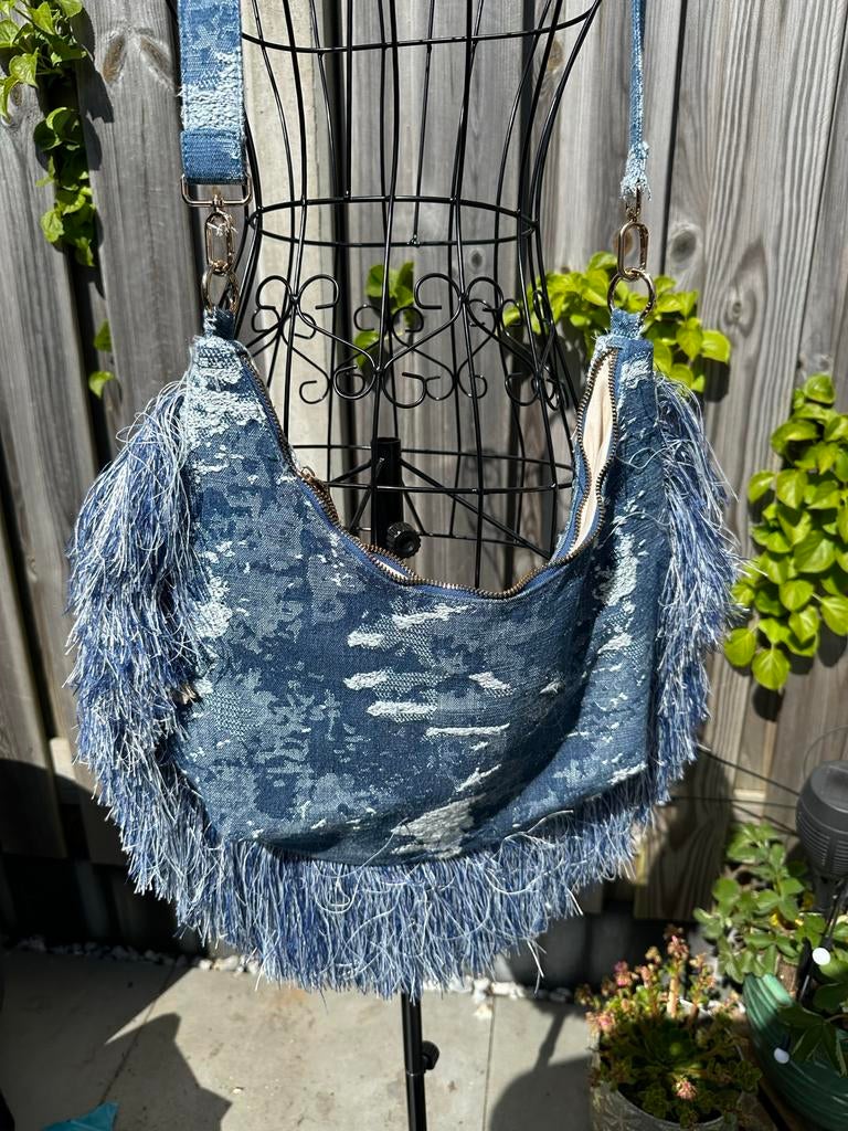 Nieuwe Spijker Tas Ibiza Hippy Stijl met Franjes, Ophalen of Verzenden, Nieuw, Blauw, Schoudertasje