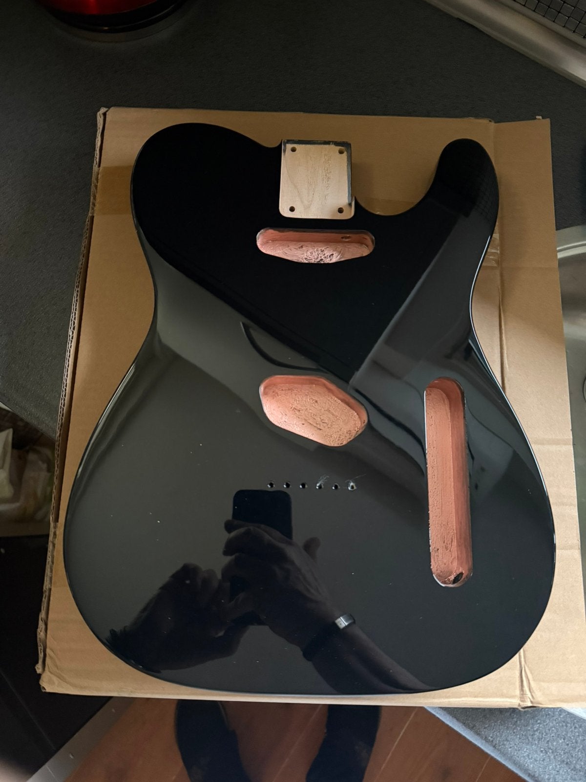 Telecaster body Black hoogglans poly vintage style “ vin”, Verzenden, Geen, Geen, Jpsg