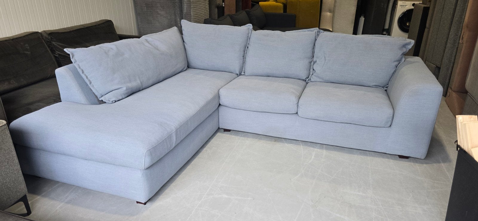 Hoekbank Matera Trendhopper Grijs/Blauw - Nette Staat, Huis en Inrichting, Banken | Bankstellen, Gebruikt, Onbekend, Ophalen of Verzenden