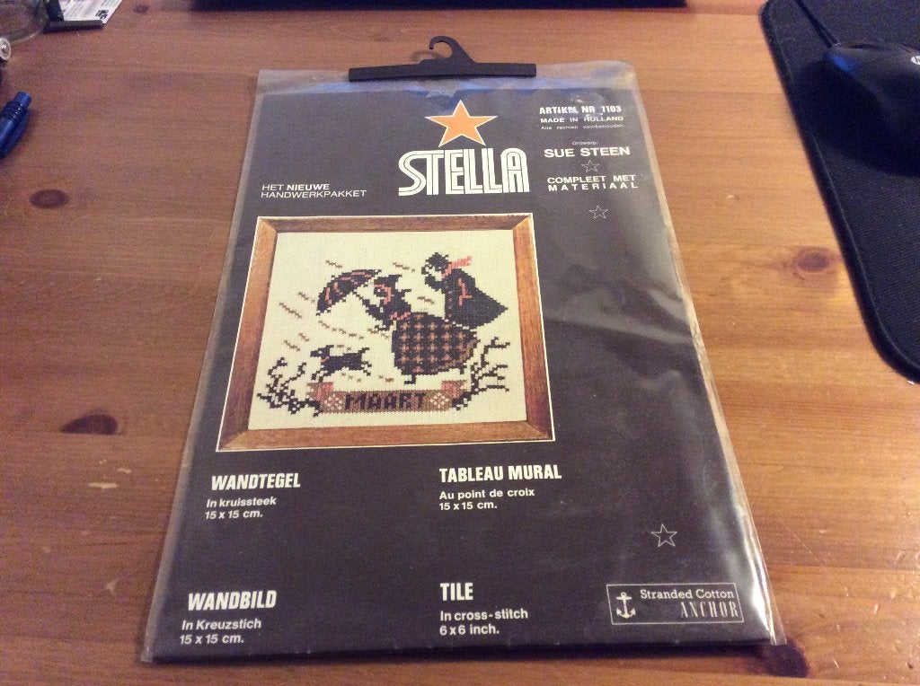 Stella borduur handwerkpakket tegeltje Maart. ongebruikt, Hobby en Vrije tijd, Ophalen of Verzenden, Nieuw, Handborduren, Borduurpakket
