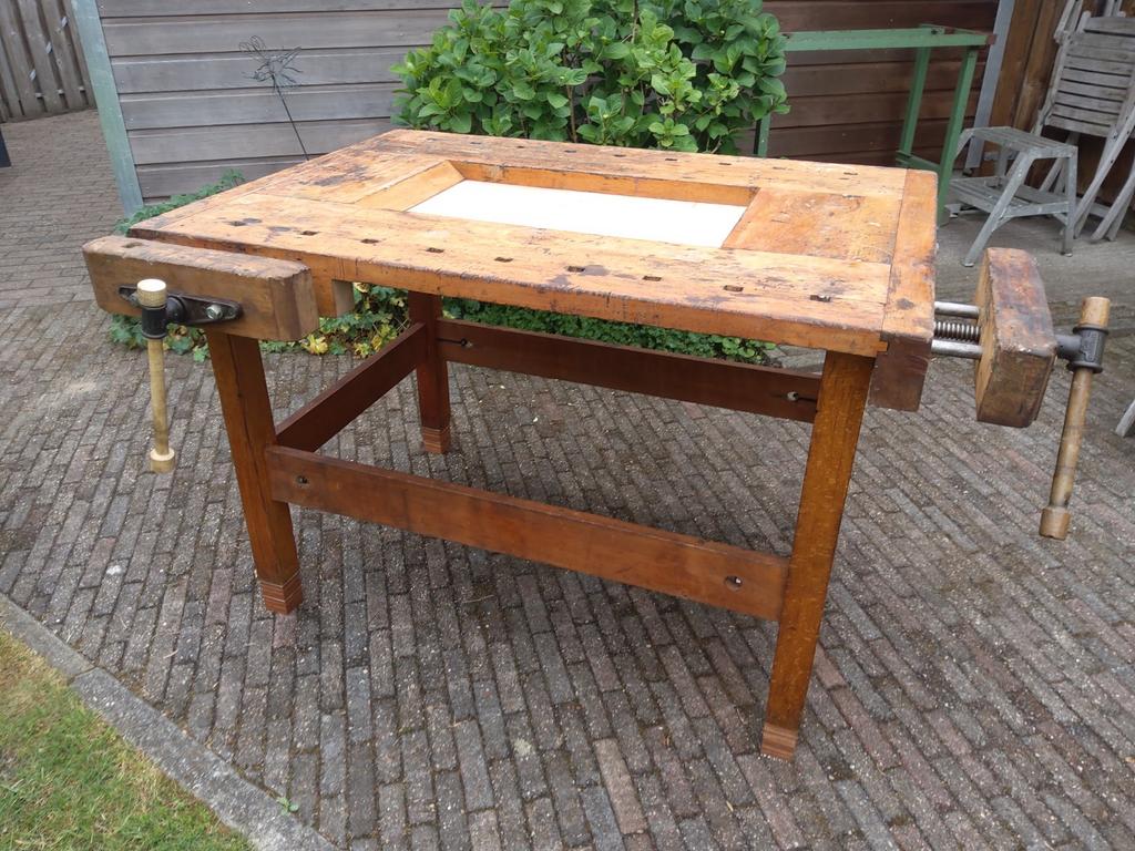 Nooitgedagt beukenhouten werkbank  (inmiddels GERESEVEERD), Doe-het-zelf en Verbouw, Ophalen, Gebruikt, 70 tot 120 cm, Bankschroef