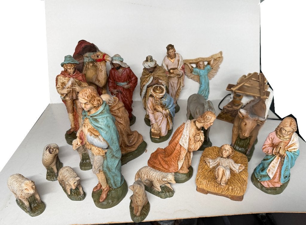Kerstgroep  14-delig van kunsthars, Ophalen of Verzenden, Zo goed als nieuw