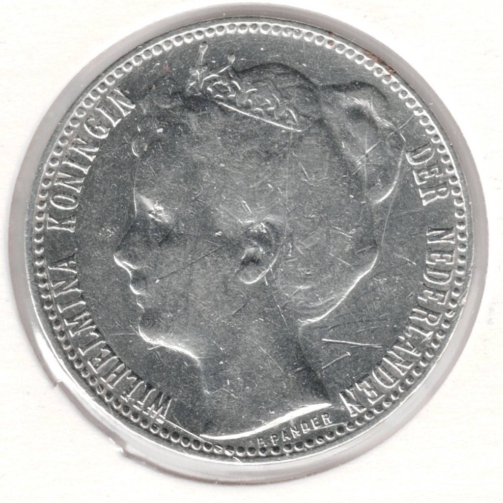 1 Gulden 1907 F-ZF Cat: € 50, Postzegels en Munten, 1 gulden, Zilver, Ophalen of Verzenden, Koningin Wilhelmina