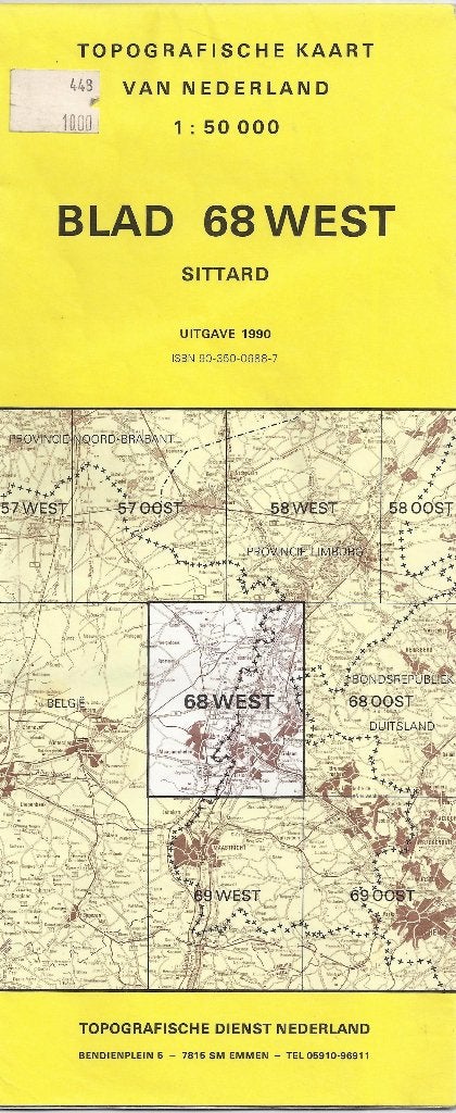 Plat04: plattegrond van nederland blad 68 west sittard, Gelezen, 2000 tot heden, Ophalen of Verzenden, Landkaart