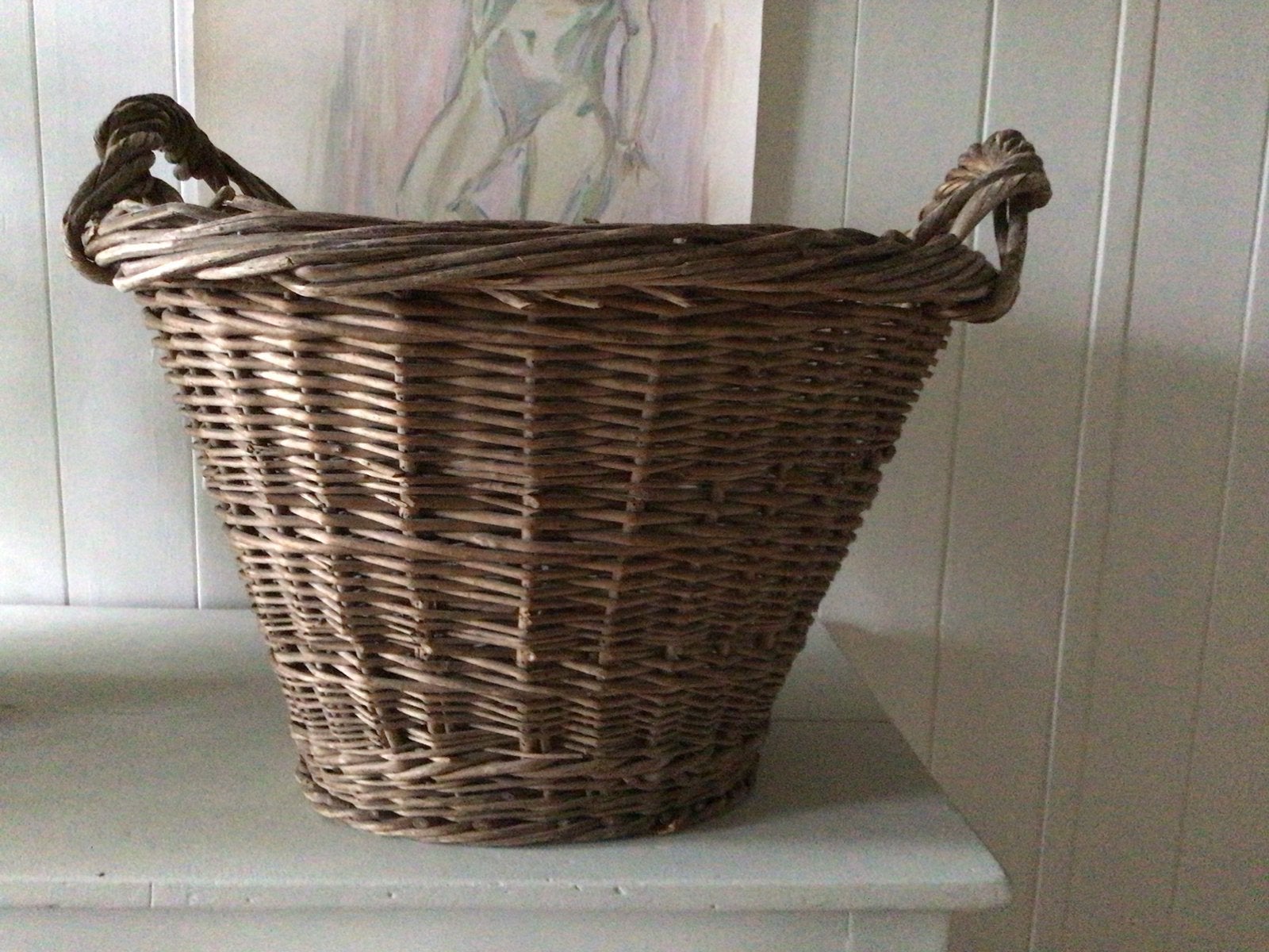 Mooie multifunctionele brocante rieten mand, Ophalen, Gebruikt, Ovaal, Riet