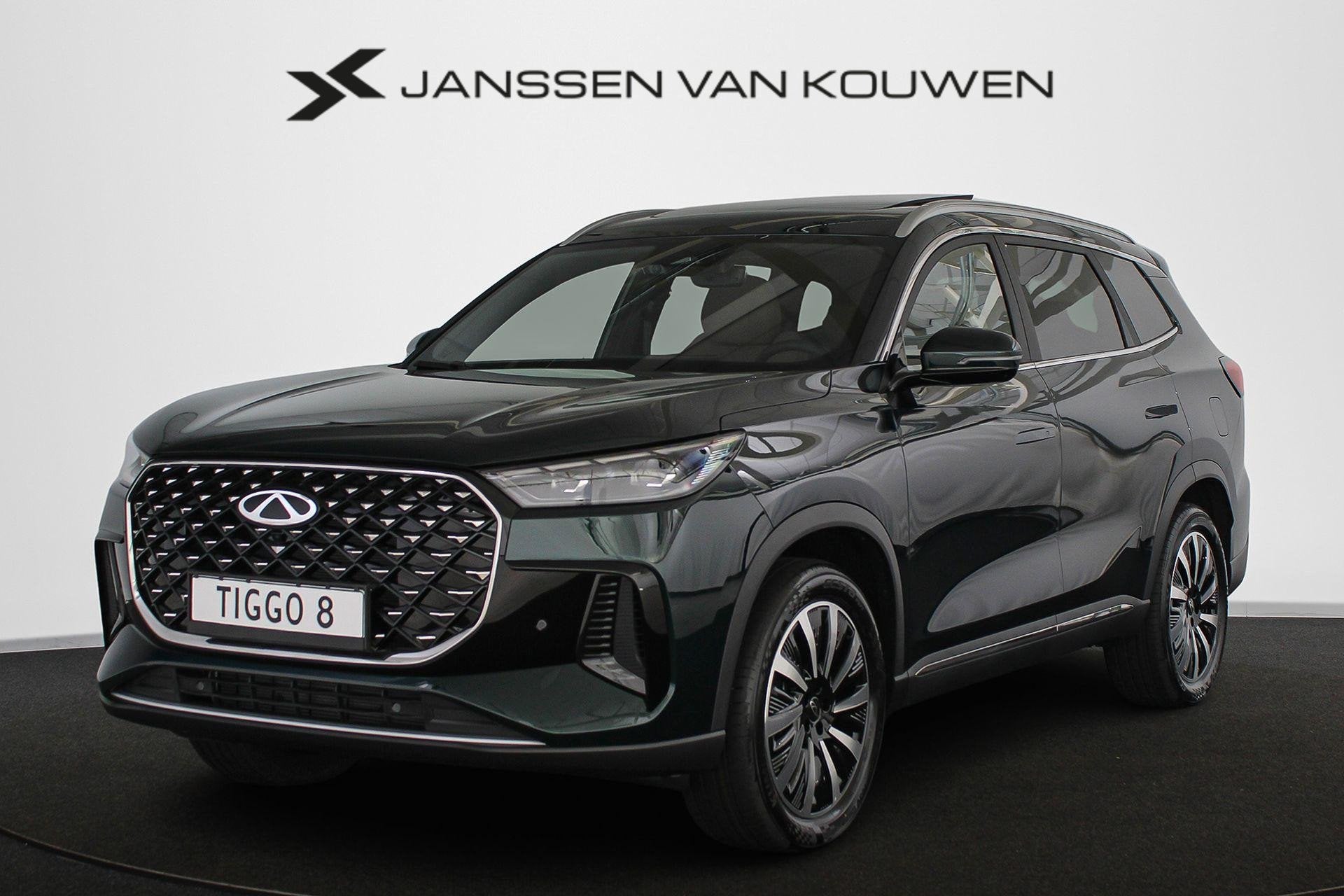 Chery Tiggo 8 PHEV UNIQUE 7-persoons Bruin Leer Snel leverba, Auto's, 12 maanden, Euro 6, 4 cilinders, 7 stoelen
