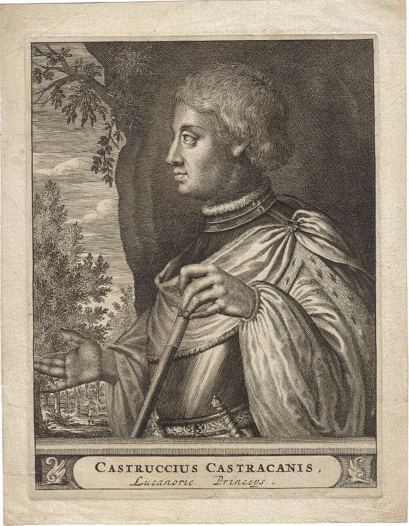 gravure "Portret Castruccio Castracani, Graaf van Lucca", Ophalen, Portret, 1700 - 1799, Origineel