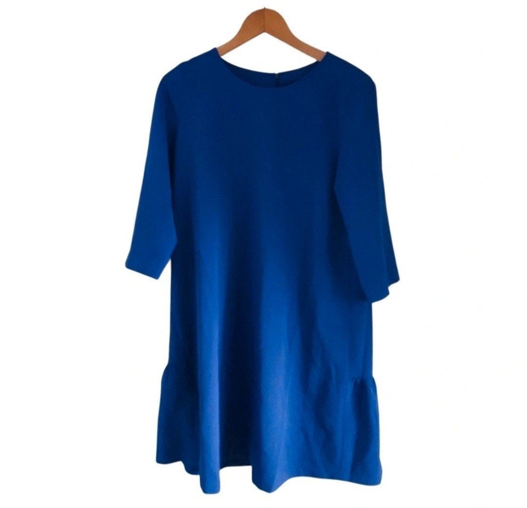 La Dress Kobaltblauwe Jurk Ruffle A-lijn Maat M, Kleding | Dames, Maat 38/40 (M), La Dress, Zo goed als nieuw, Boven de knie