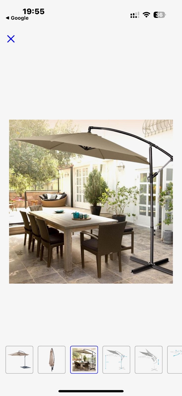 Zweefparasol - Beige - Grote Tuinparasol zonder voetjes, Tuin en Terras, Parasols, Kantelbaar, Nieuw, Zweefparasol, 2 tot 3 meter