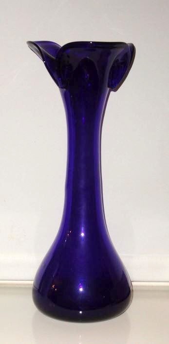 Vaas Blauw Glas Vintage antiek Kelk Vaas, Antiek en Kunst, Verzenden