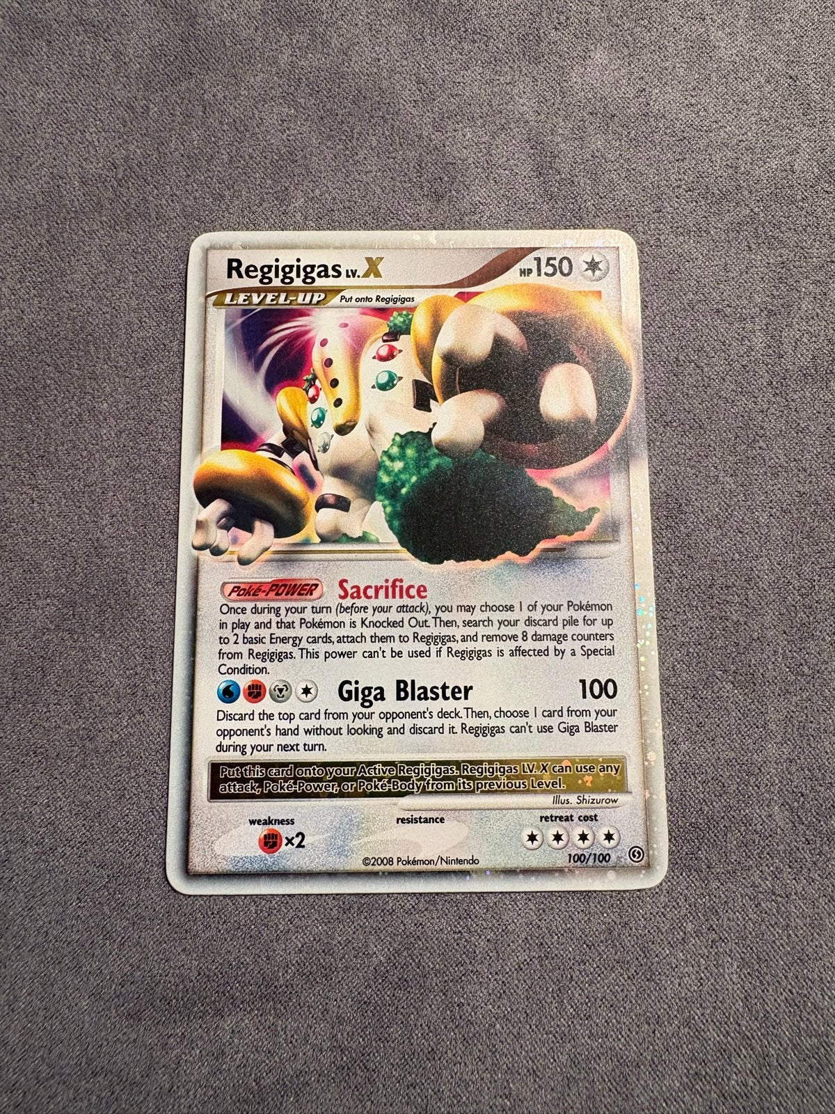 Regigigas LV.X Pokémon Kaart NM - 100/100 (2008), Ophalen of Verzenden, Zo goed als nieuw, Losse kaart, Foil