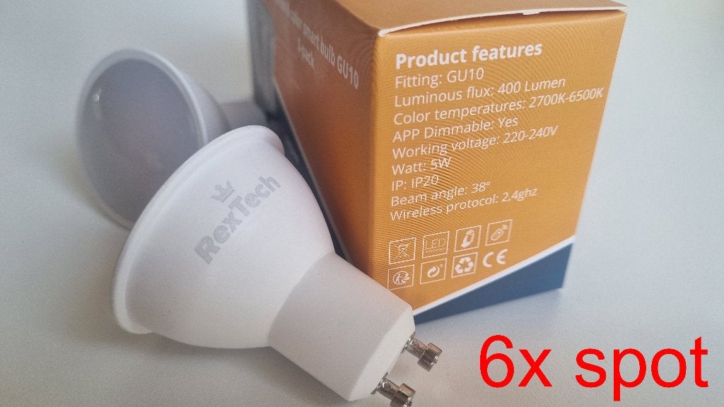 Zigbee 6x LED spot RGBWW GU10 5W 400lm, Philips Hue geschikt, Led-lamp, Meerkleurig, GU10, Nieuw
