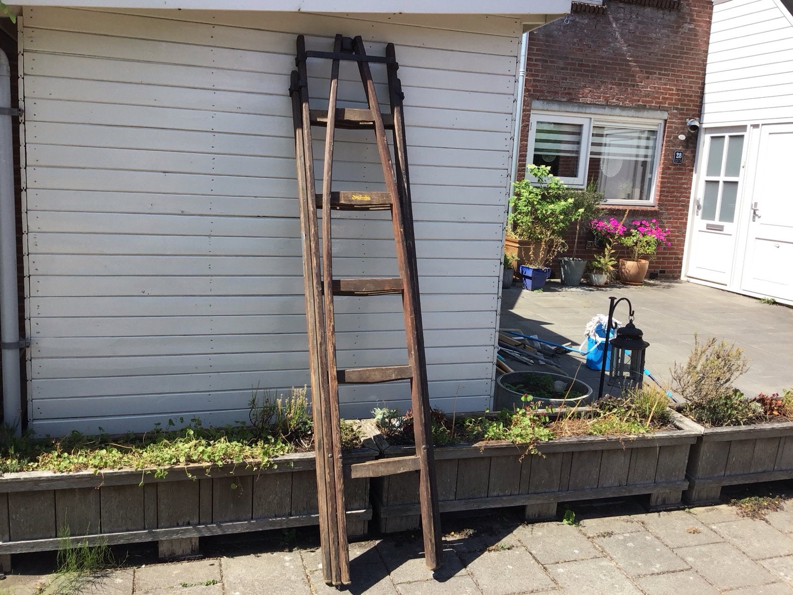Oude houten ladder - decoratief of functioneel, Doe-het-zelf en Verbouw, Ladders en Trappen, Ophalen, Gebruikt, Ladder, Opvouwbaar of Inschuifbaar