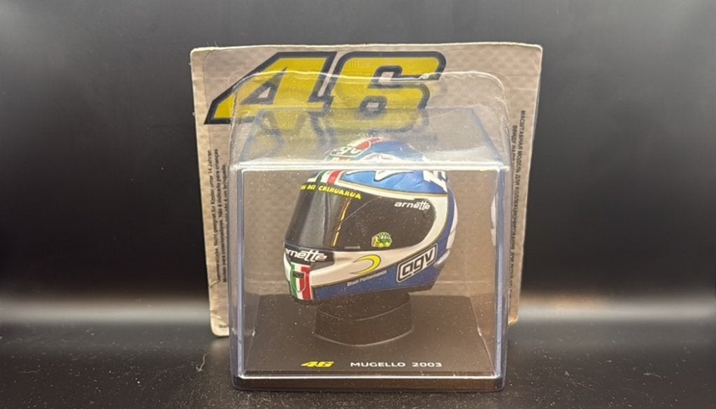 Valentino Rossi AGV helm Mugello 2003 #46 schaal 1:5, Ophalen of Verzenden, Zo goed als nieuw, Motor