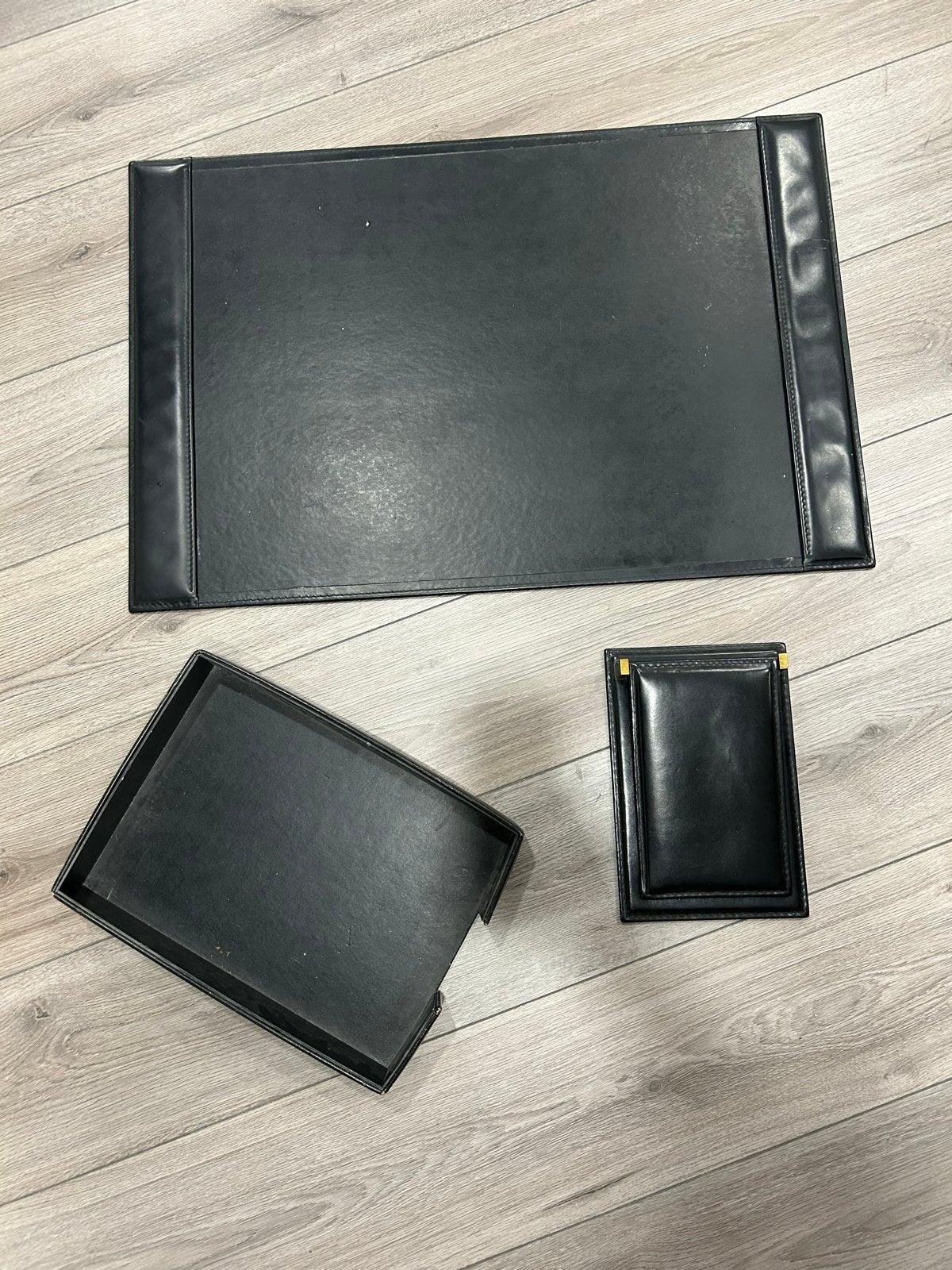 Luxe leren bureau-accessoires set, Ophalen of Verzenden