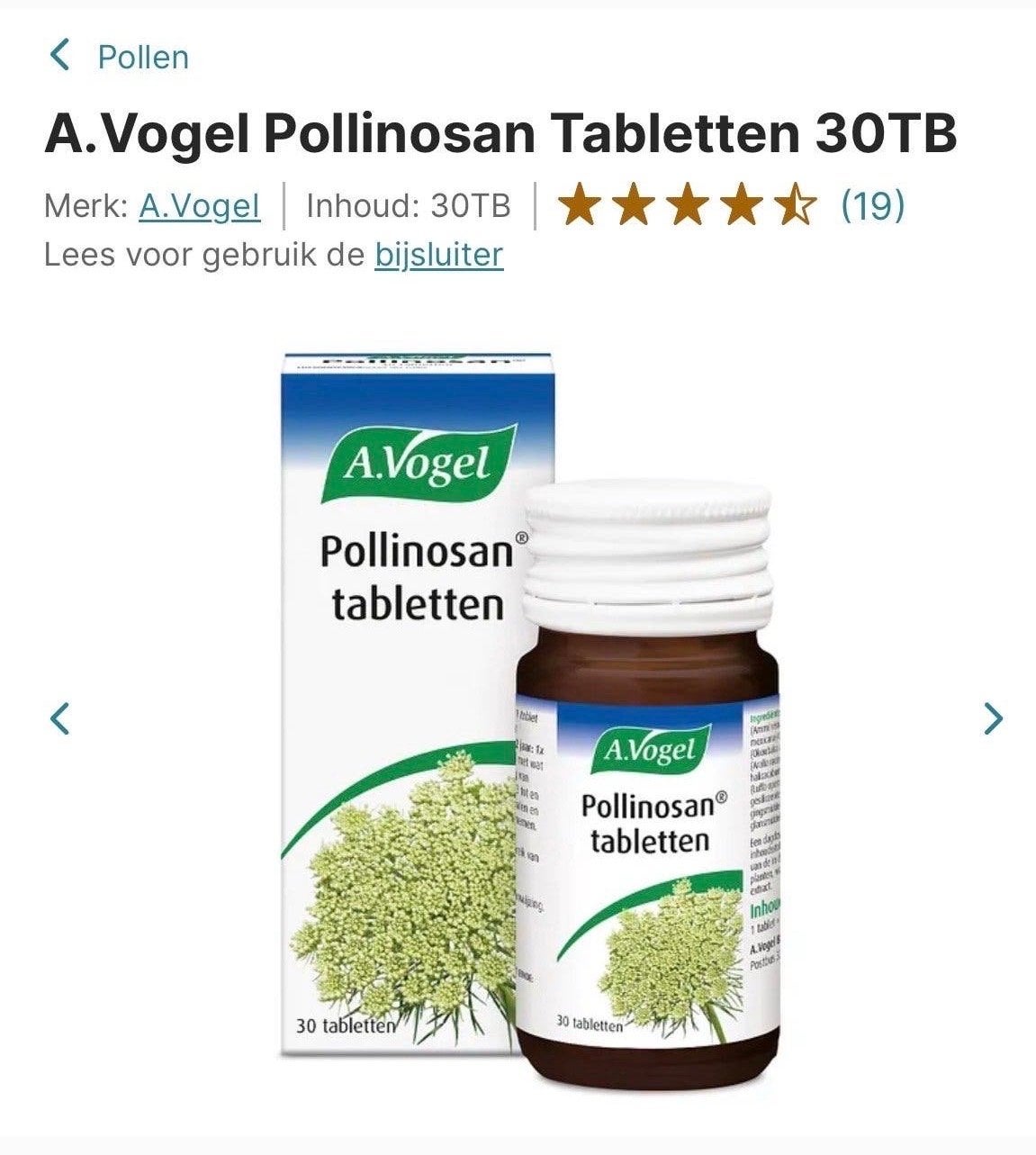 5 doosjes A.Vogel Pollinosan Tabletten 30TB, Ophalen of Verzenden, Nieuw, Overige typen