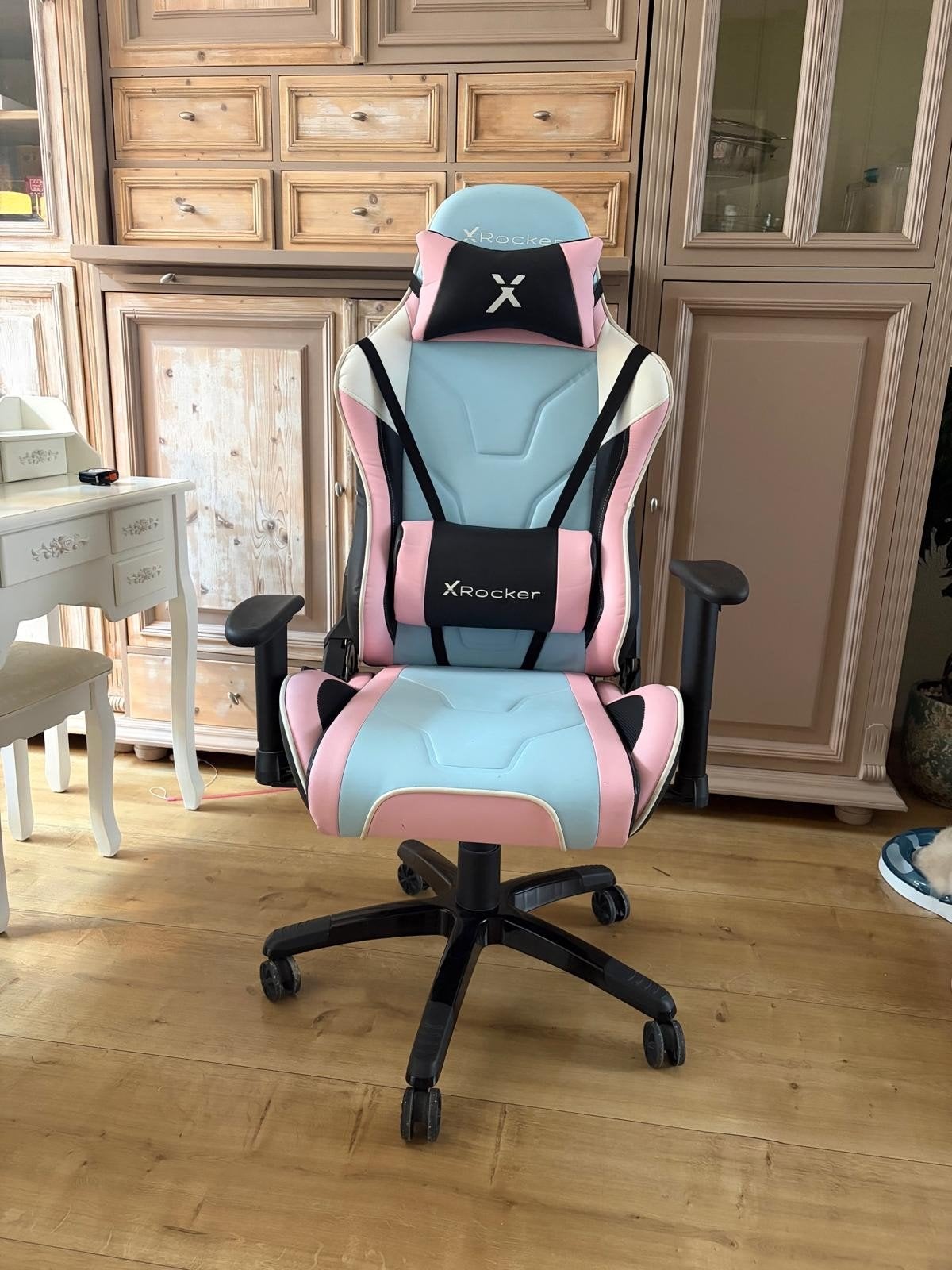 x rocker gading stoel roze en blauw, Ophalen, Gebruikt, Blauw, Gaming bureaustoel