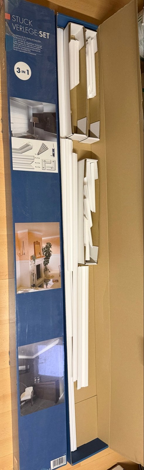 Stuck Verlege-Set 3 in 1 - Decoratieve plafondlijsten, Ophalen, Kunststof, 200 tot 250 cm, Lijsten