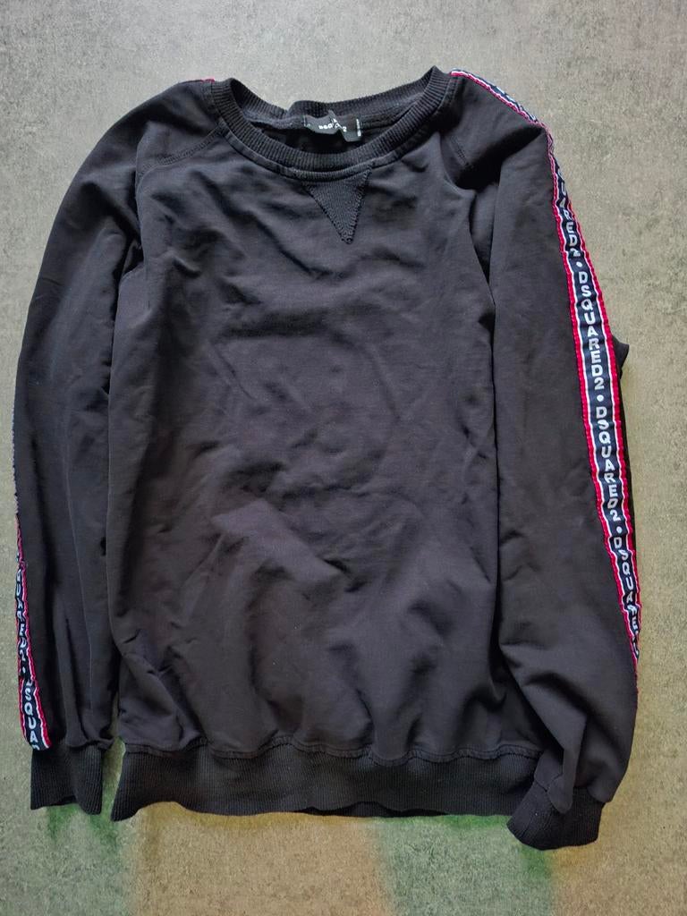 Dsquared2 Zwarte Sweater met Logo Banden, Verzenden, Gedragen, Zwart