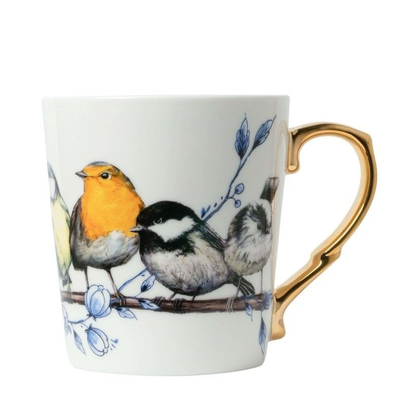 HEINEN DELFTS BLAUW - MOK - BOSVOGELS - IJSVOGEL - KOLIBRI, Nieuw, Overige stijlen, Aardewerk, Mok