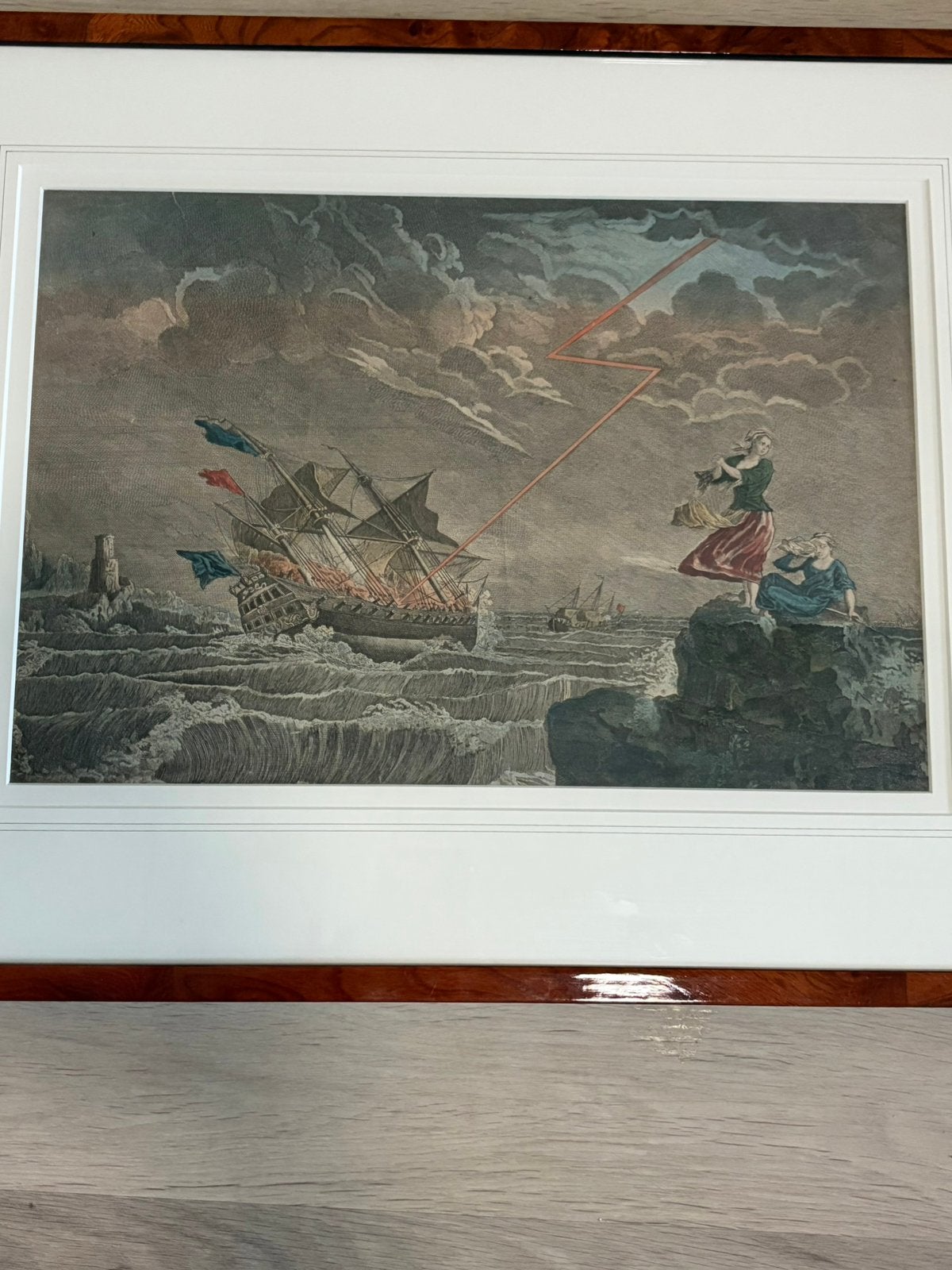 Originele 18e-eeuwse Opticaprent - 'Le Coup de Tonnerre', Antiek en Kunst, Handgekleurd, 27 cm, Ophalen of Verzenden, Gravure