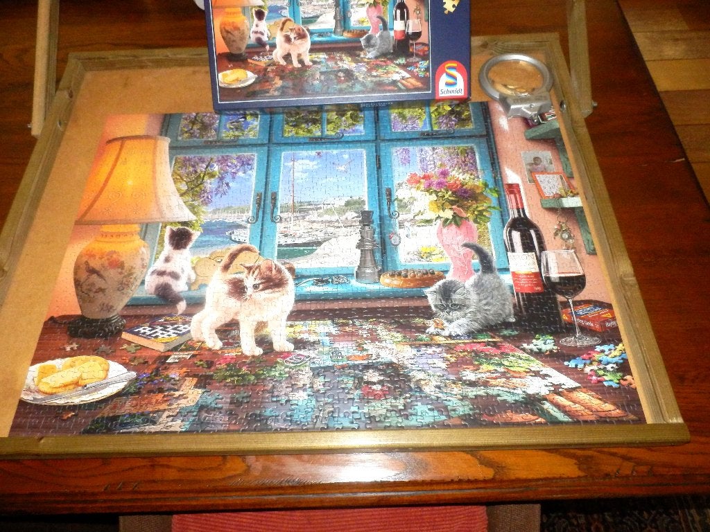 Schmidt - Legpuzzel - Aan de puzzeltafel +++1000 stukjes -, Ophalen of Verzenden, 500 t/m 1500 stukjes, Zo goed als nieuw, Legpuzzel