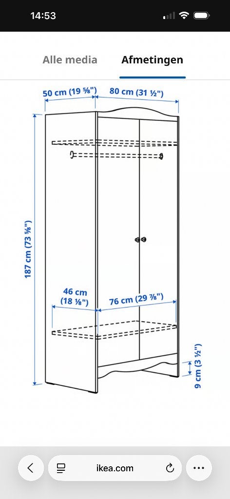 Kinder kledingkast Ikea, Kinderen en Baby's, Kinderkamer | Commodes en Kasten, Ophalen, Gebruikt, Kast, 105 cm of meer