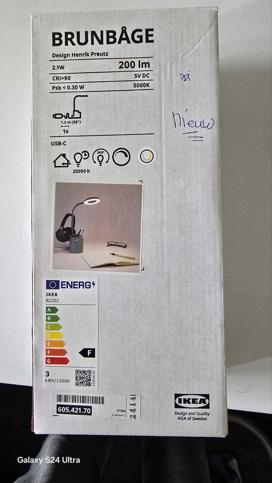 IKEA BRUNBÅGE LED bureaulamp USB-C, Nieuw, Metaal, Zwart, Nieuw, Overige fittingen