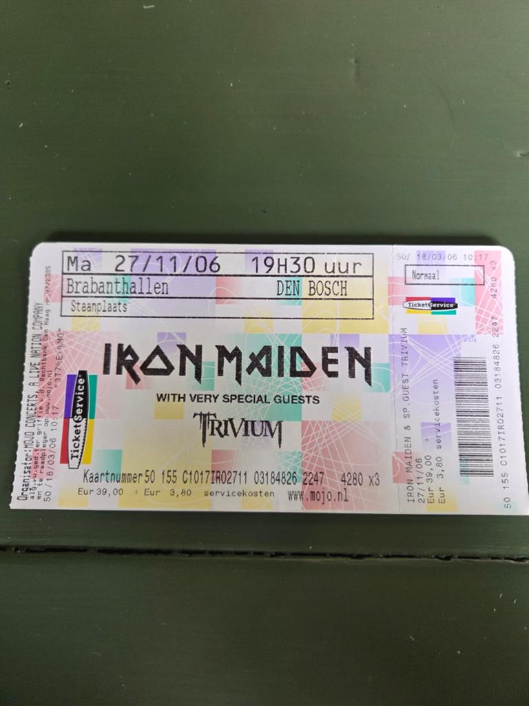 Concertkaart Iron Maiden Brabanthallen Den Bosch 2006, Ophalen of Verzenden, Zo goed als nieuw, Overige typen