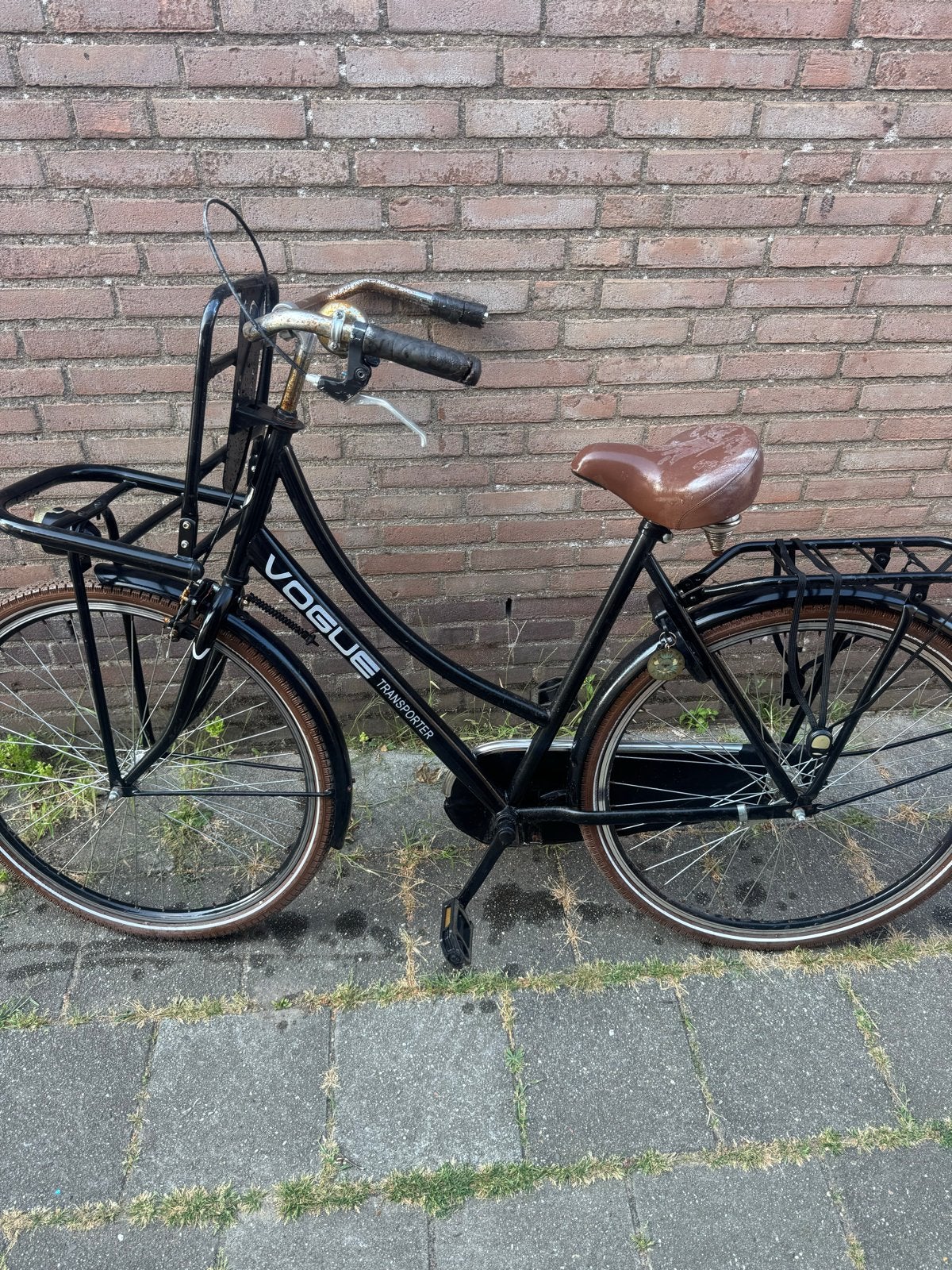 Vogue Transporter fiets - Zwart met bruin zadel, Fietsen en Brommers, Terugtraprem, Gebruikt, Versnellingen, 50 tot 53 cm