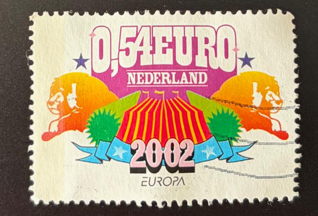 Postzegel Nederland Circus Europa internationaal, Postzegels en Munten, Ophalen of Verzenden, Na 1940, Gestempeld