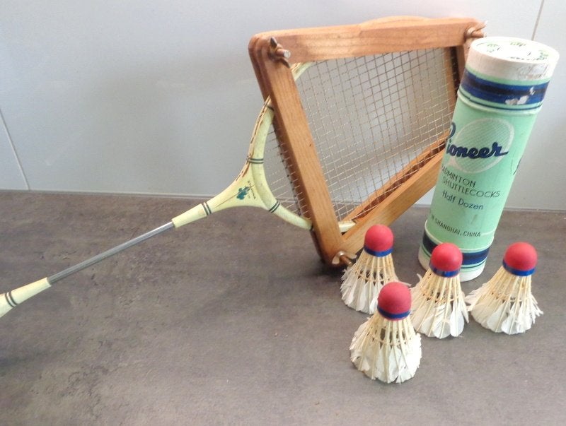 Vintage STAMINA houten badminton racket met spanner, Ophalen of Verzenden