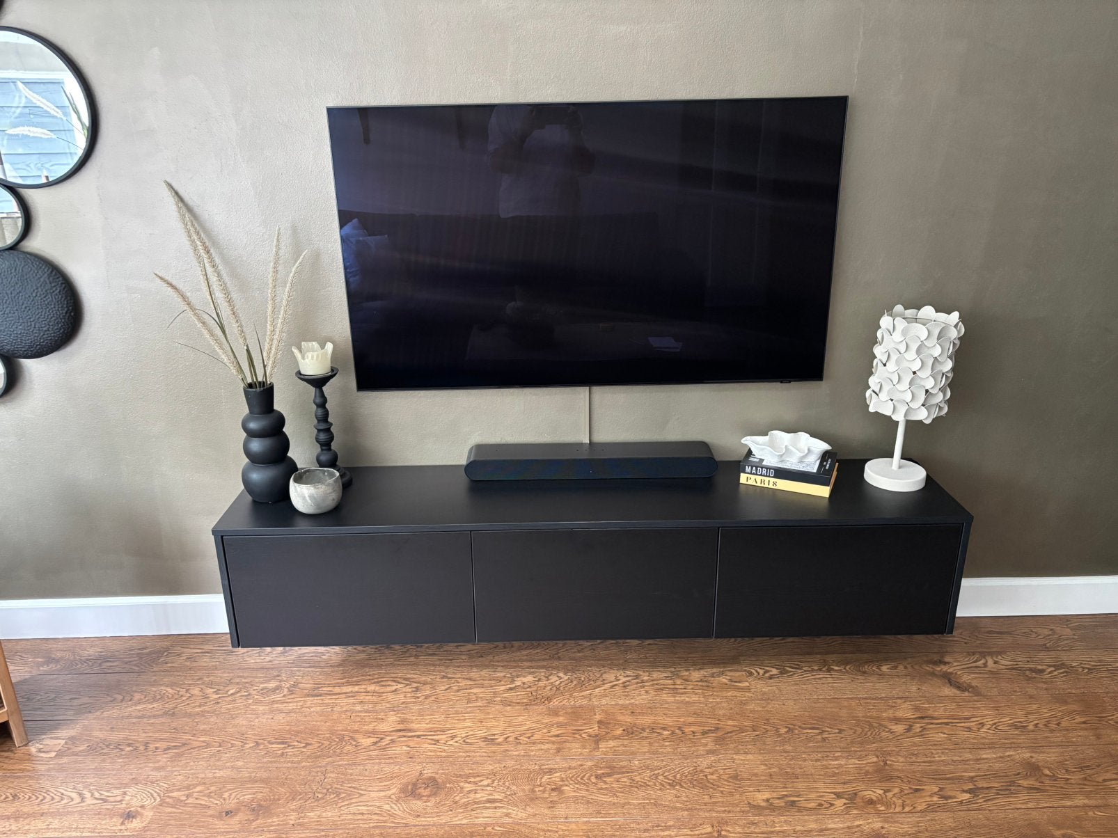 Zwevend televisiemeubel zwart, Ophalen, Zo goed als nieuw, 25 tot 50 cm, Minder dan 100 cm