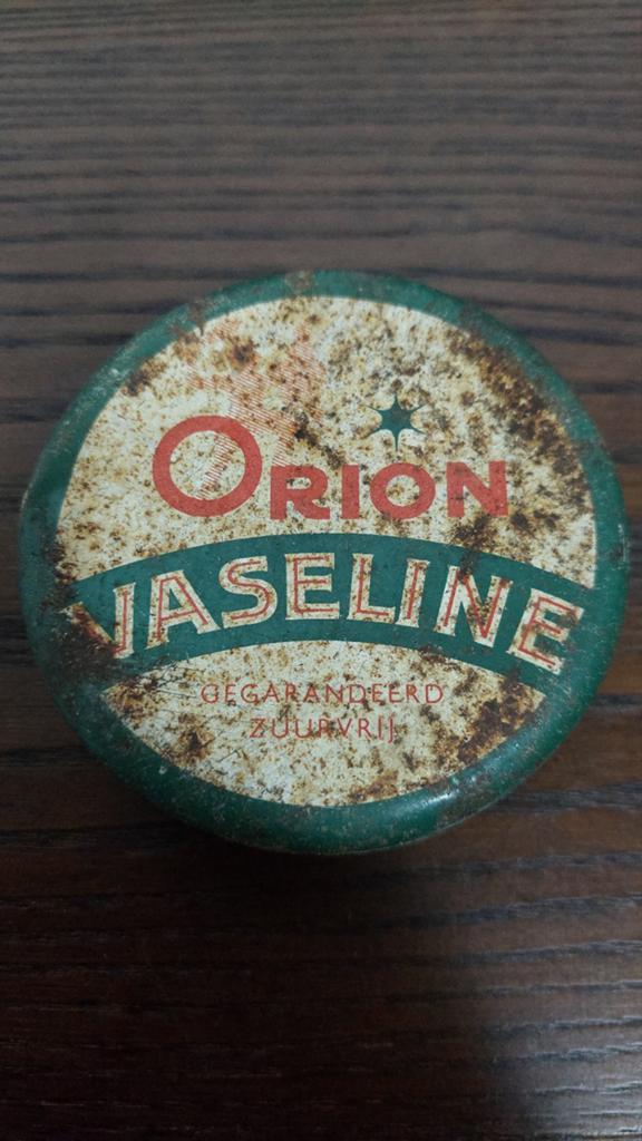 Vintage blik Orion Vaseline GEGARANDEERD ZUURVRIJ, Ophalen of Verzenden, Gebruikt, Overige